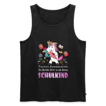 Einhorn Ich glitzer jetzt in der Schule Schulkind - Männer Premium Bio Tank Top - Schwarz - Vorne - AI Model Male 178 light (178cm)