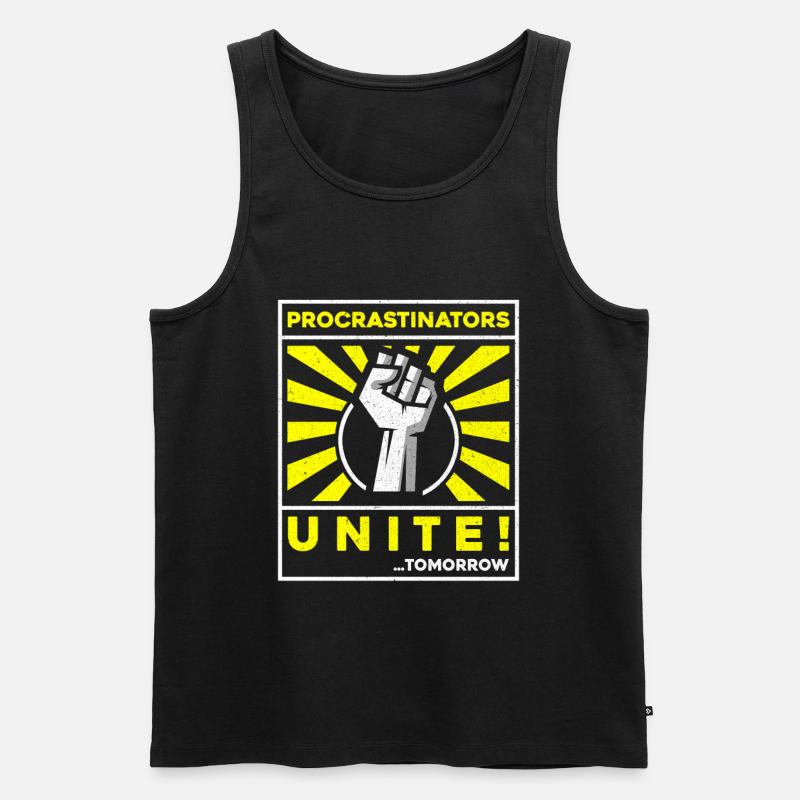 procrastinators unite tomorrow - Männer Premium Bio Tank Top - Schwarz