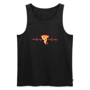 Pizza Herzschlag - Männer Premium Bio Tank Top - Schwarz - Vorne - Michal (187cm)