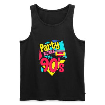 90s Party Cassette 90s Retro Gift - Men's Premium Organic Tank Top - black - Front - AI Model Male 178 light (178cm)
