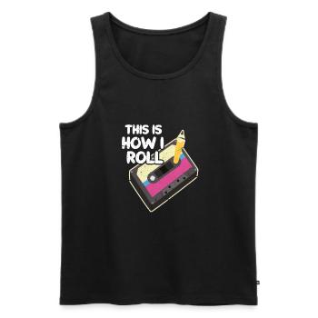 90s - Men's Premium Organic Tank Top - black - Front - AI Model Male 178 light (178cm)