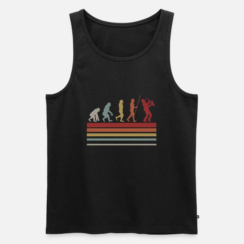 Saxophon Evolution Saxophonist Musiker Geschenk - Männer Premium Bio Tank Top - Schwarz