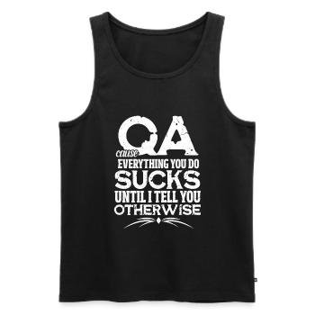 QA programmer code coder informatics gift - Men's Premium Organic Tank Top - black - Front - Michal (187cm)