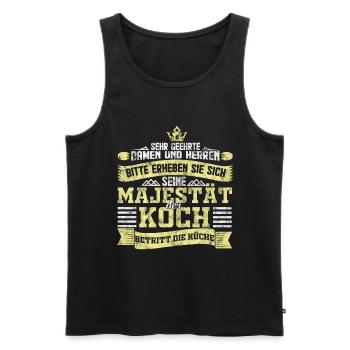 Koch - Männer Premium Bio Tank Top - Schwarz - Vorne - Michal (187cm)
