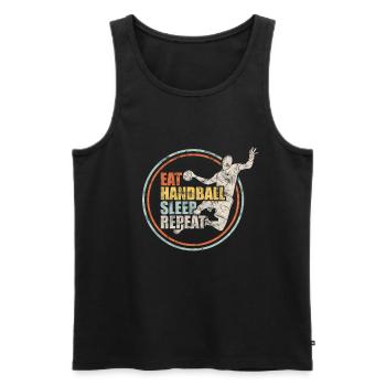Handball Handballer Retro Geschenk - Männer Premium Bio Tank Top - Schwarz - Vorne - Michal (187cm)