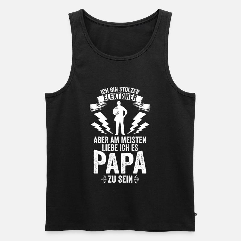Stolzer Elektriker & Papa Geschenkidee - Männer Premium Bio Tank Top - Schwarz