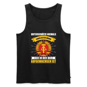 DDR Ossi Ostdeutschland Staatswappen Herren Männer - Männer Premium Bio Tank Top - Schwarz - Vorne - Michal (187cm)