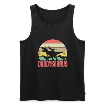Daddysaurus Dinosaurier Vater - Männer Premium Bio Tank Top - Schwarz - Vorne - Michal (187cm)