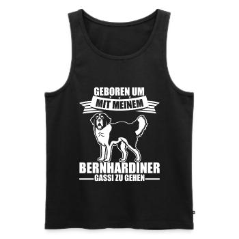 Geboren um mit meinem Bernhardiner gassi zu gehen - Männer Premium Bio Tank Top - Schwarz - Vorne - Michal (187cm)