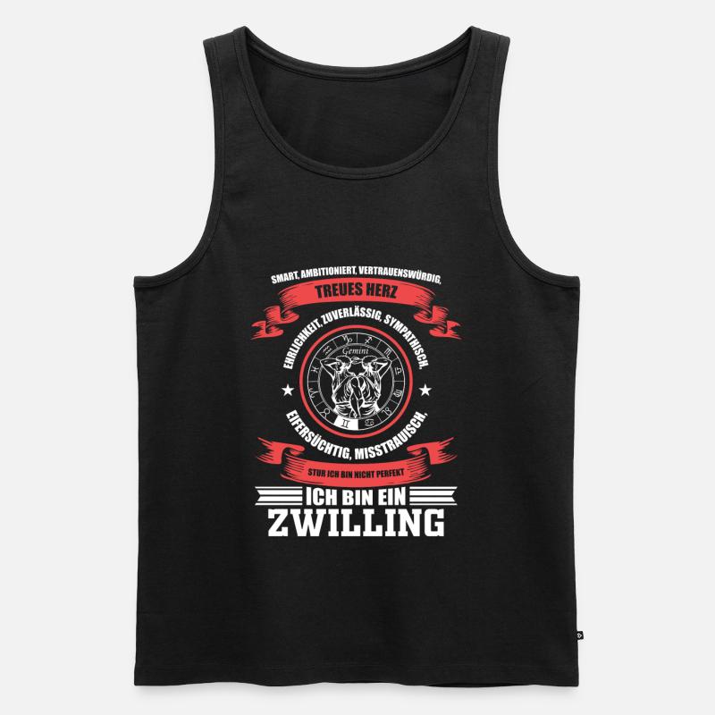 Sternzeichen Zwillinge Horoskop - Männer Premium Bio Tank Top - Schwarz