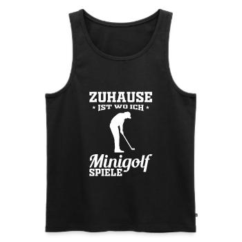 Zuhause ist wo ich Minigolf spiele - Männer Premium Bio Tank Top - Schwarz - Vorne - AI Model Male 178 light (178cm)