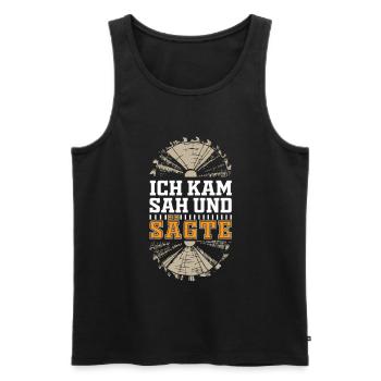 Forstwirt - Ich kam sah und sägte - Männer Premium Bio Tank Top - Schwarz - Vorne - Michal (187cm)