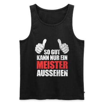 Meister lustige Sprüche Geschenk - Männer Premium Bio Tank Top - Schwarz - Vorne - Michal (187cm)