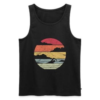 Schwimmer Vintage Retro Geschenk - Männer Premium Bio Tank Top - Schwarz - Vorne - Michal (187cm)