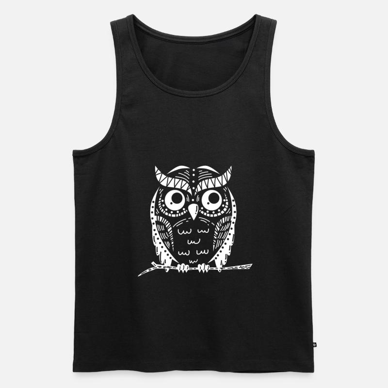 Eule - Männer Premium Bio Tank Top - Schwarz