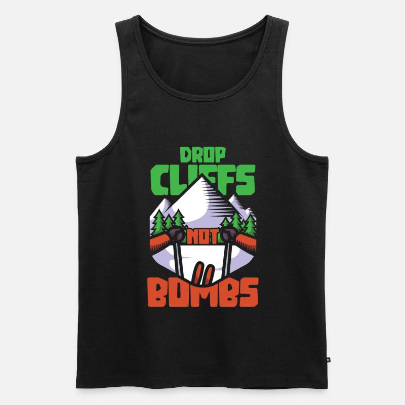 Ski - Drop cliffs not bombs - Männer Premium Bio Tank Top - Schwarz