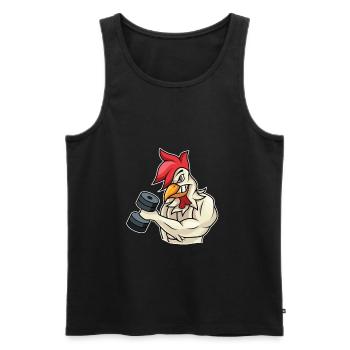Rooster Chicken Fitness Bodybuilder Gift - Men's Premium Organic Tank Top - black - Front - Michal (187cm)