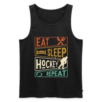 Eat Sleep Hockey Repeat - Joueur de hockey - Débardeur bio Premium Homme - noir - Devant - Michal (187cm)