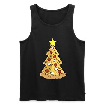 Pizza Weihnachtsbaum Weihnachten Winter - Männer Premium Bio Tank Top - Schwarz - Vorne - Michal (187cm)