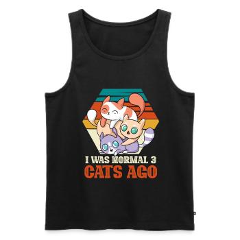 I was normal 3 cats ago - Katzendame - Männer Premium Bio Tank Top - Schwarz - Vorne - AI Model Male 178 light (178cm)