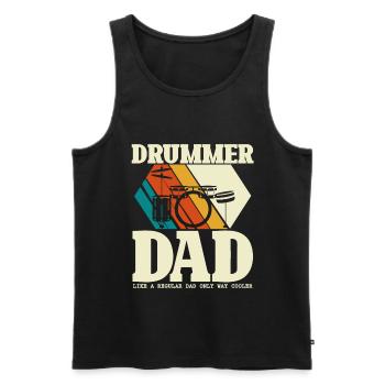 Papa batteur - Fête des pères batteur - Débardeur bio Premium Homme - noir - Devant - Michal (187cm)