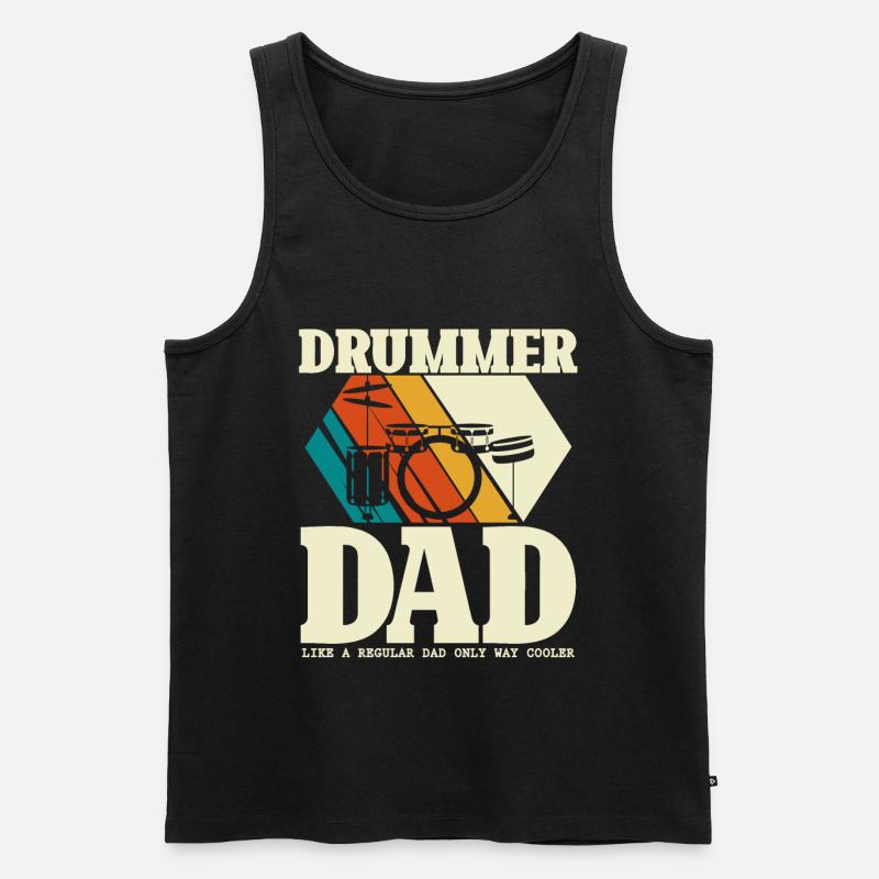 Drummer Dad - Schlagzeuger Vatertag - Männer Premium Bio Tank Top - Schwarz