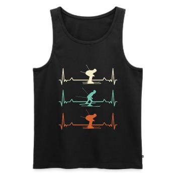 Skifahren, Skifahrer Herzschlag EKG Puls - Männer Premium Bio Tank Top - Schwarz - Vorne - Michal (187cm)