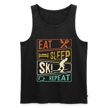 Eat Sleep Ski Repeat - Skifahrer - Männer Premium Bio Tank Top - Schwarz - Vorne - Michal (187cm)
