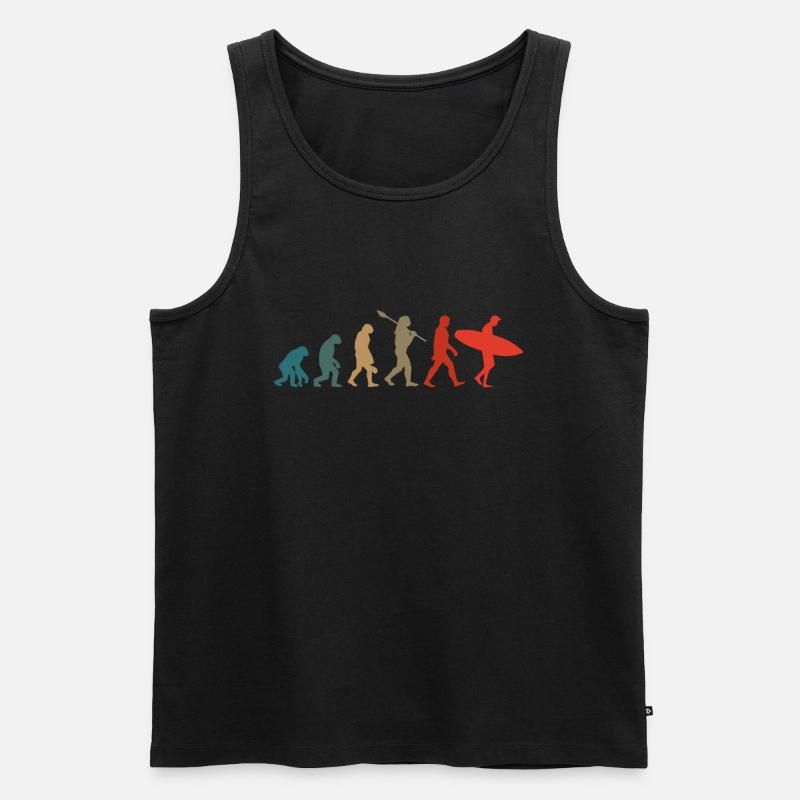 Surfer Evolution - Männer Premium Bio Tank Top - Schwarz