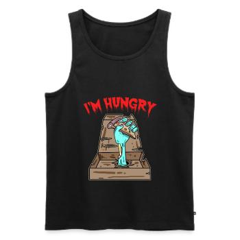 Pizza Zombie j'ai faim - Débardeur bio Premium Homme - noir - Devant - Michal (187cm)