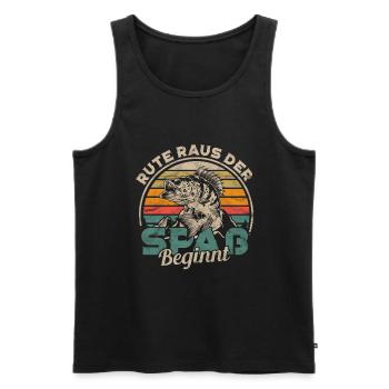 Angler Fischer Retro Sprüche Geschenk - Männer Premium Bio Tank Top - Schwarz - Vorne - Michal (187cm)