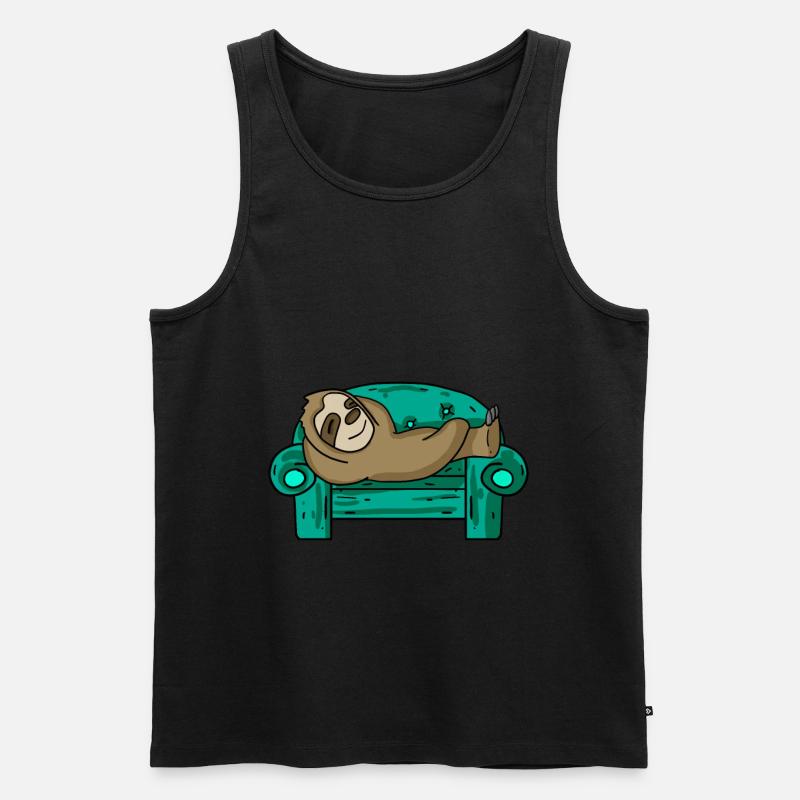 Faultier lustig auf Sofa Geschenk - Männer Premium Bio Tank Top - Schwarz