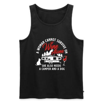 Wein Camper Hund Geschenk - Männer Premium Bio Tank Top - Schwarz - Vorne - Michal (187cm)