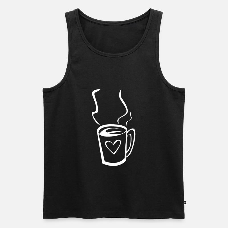 Kaffee Illustration - Männer Premium Bio Tank Top - Schwarz