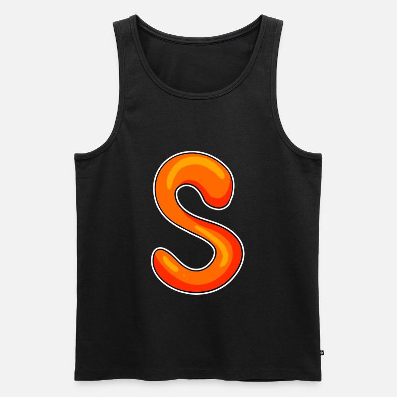 Buchstabe S - Männer Premium Bio Tank Top - Schwarz