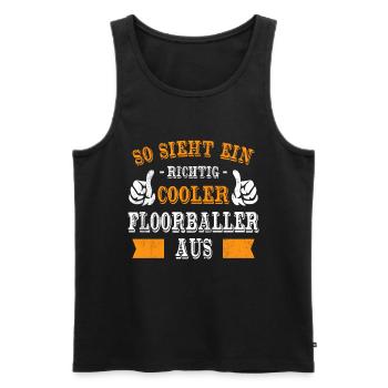 Unihockey Floorball - Männer Premium Bio Tank Top - Schwarz - Vorne - Michal (187cm)