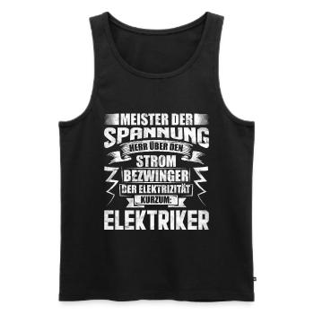 Beruf | Elektriker - lustige Sprüche Geschenkidee - Männer Premium Bio Tank Top - Schwarz - Vorne - Michal (187cm)