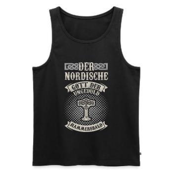 Der nordische Gott der Ungeduld hammersbald - Männer Premium Bio Tank Top - Schwarz - Vorne - Michal (187cm)