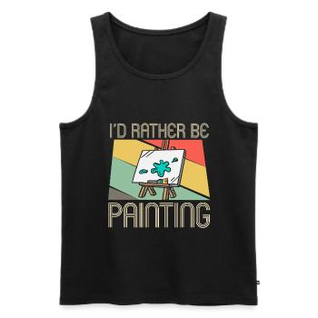 I'd Rather Be Painting - Kunst Maler Kunstmaler - Männer Premium Bio Tank Top - Schwarz - Vorne - Michal (187cm)