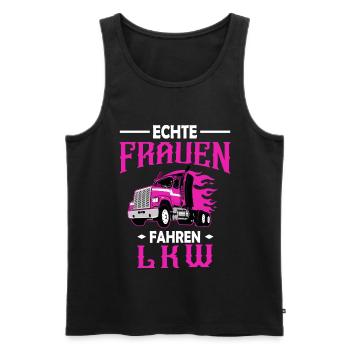Echte Frauen Fahren LKW - Trucker Babe - Männer Premium Bio Tank Top - Schwarz - Vorne - Michal (187cm)