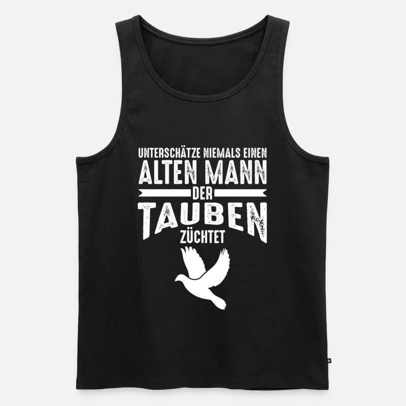 Alter Mann - Tauben | Taubenzüchter Retro - Männer Premium Bio Tank Top - Schwarz