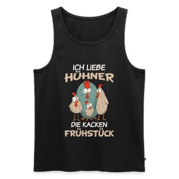 Hühner - Ich liebe Hühner die kacken Frühstück - Männer Premium Bio Tank Top - Schwarz - Vorne - AI Model Male 178 light (178cm)