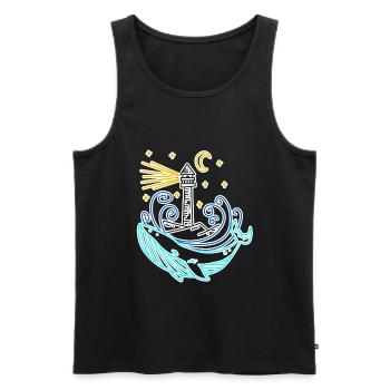 Phare côte mer mer - Débardeur bio Premium Homme - noir - Devant - Michal (187cm)