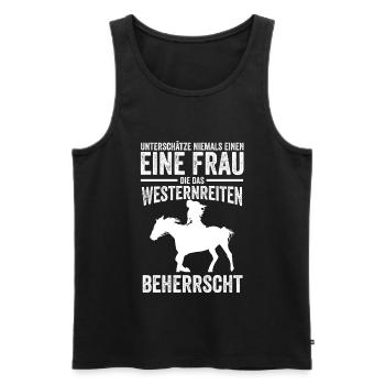 Westernreiten Frau Frauen Spruch Geschenkidee - Männer Premium Bio Tank Top - Schwarz - Vorne - Michal (187cm)