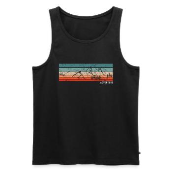 Adventure Mountains Hiking Retro Vintage - Men's Premium Organic Tank Top - black - Front - Michal (187cm)