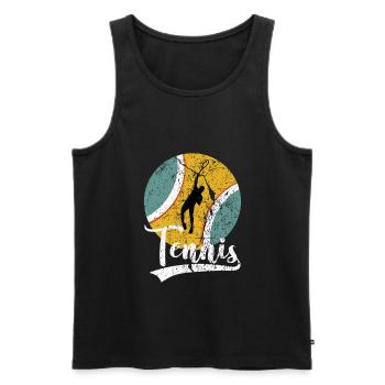 Tennis Trainer Tennisspieler Herren Retro Vintage - Männer Premium Bio Tank Top - Schwarz - Vorne - Michal (187cm)
