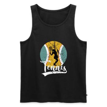 Tennis Retro Vintage Trainer Damen Tennisspielerin - Männer Premium Bio Tank Top - Schwarz - Vorne - Michal (187cm)