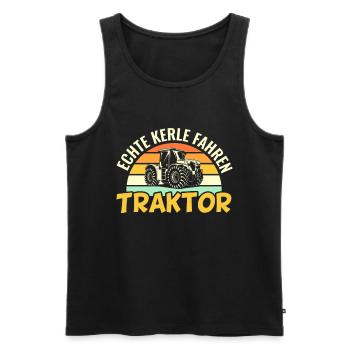 Traktor Männer Geschenk | Bauer Landwirt Retro - Männer Premium Bio Tank Top - Schwarz - Vorne - Michal (187cm)