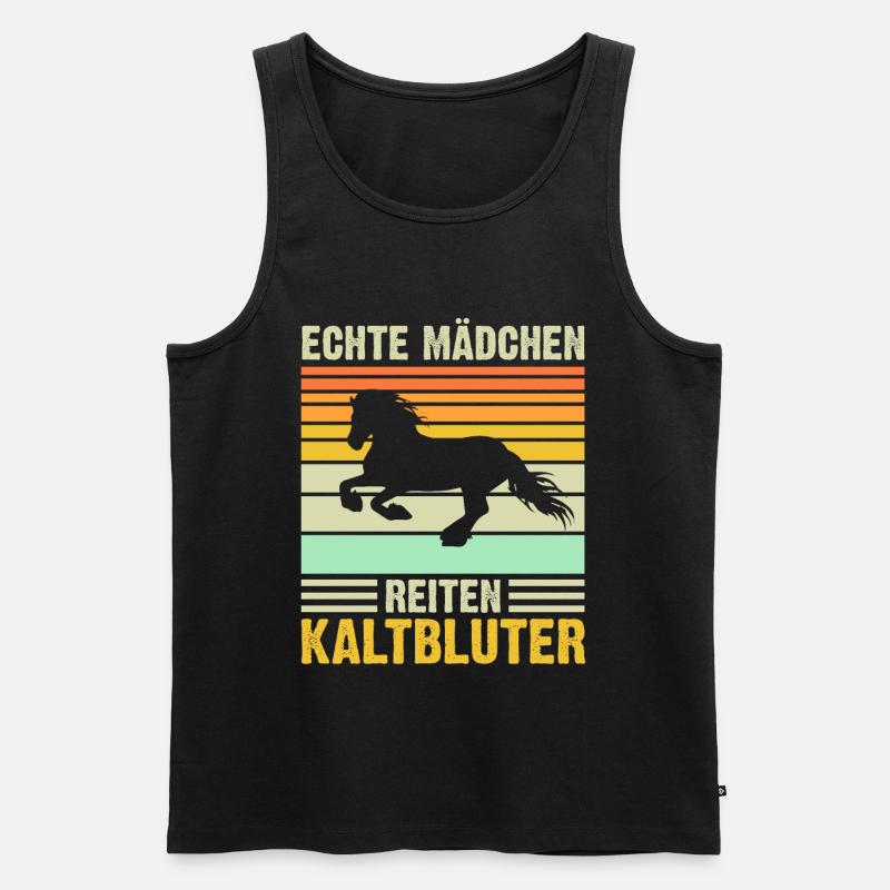 Echte Mädchen reiten Kaltblüter - Männer Premium Bio Tank Top - Schwarz