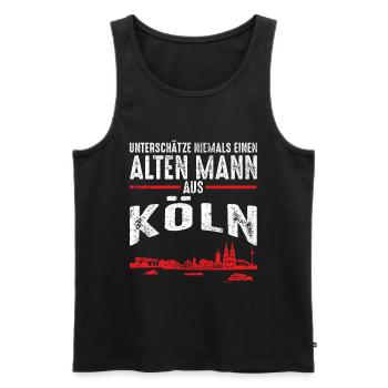 Alter Mann - Köln Kölner | Retro Vintage Style - Männer Premium Bio Tank Top - Schwarz - Vorne - Michal (187cm)